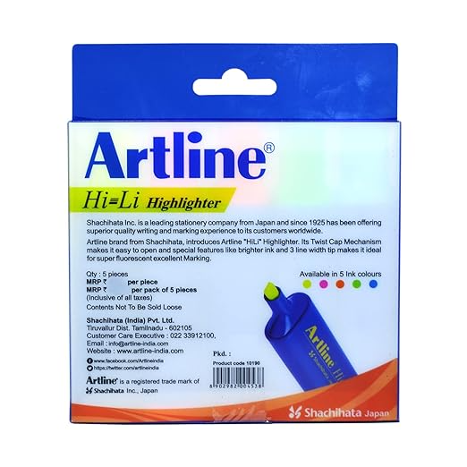 Artline Hi-Li Highlighter 5 Shades